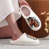 Farmer Ranch Horse Pattern Embroidered Plush Home Thick-Soled Comfortable Furry Slippers Cute Warm Non-Slip Indoor Slippers