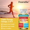Triple Omega 3, 6, and 9 supplement for heart health and balanced blood circulation. 120 capsules.