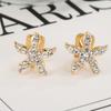 Gold Color Rhinestone Starfish Clip On Earrings Without Piercing for Women Girls Party Jewelry Cute Ear Clips