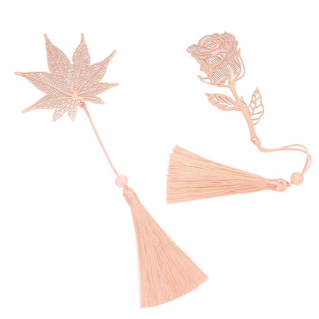 2 шт. металлические закладки из нержавеющей стали с золотым гальваническим покрытием в виде цветка и листа для книги O