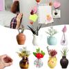 8PCS Mini Vase Magnets - Bud Vases Magnetic 2025 New Cute Mini Ceramic Magnets for Fridge 3D Ceramic Flower Vase Funny Refrigerator Accessories