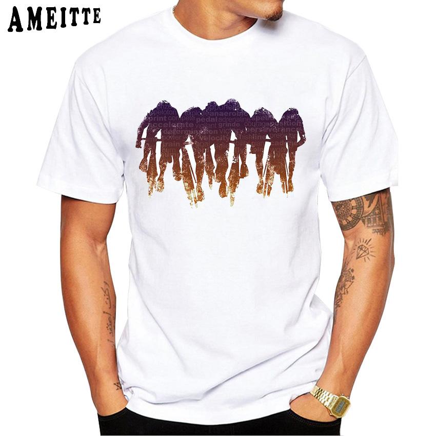 Ameitte Retro Motivational Cycling Sprint Bicycle Art Print T Shirt Summer Men T Shirt