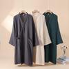 Women's Pure Cotton Gauze Kimono Pajama Set - Tie-Front Thin Style Bathrobe & Cardigan for Homewear or Spa Use.