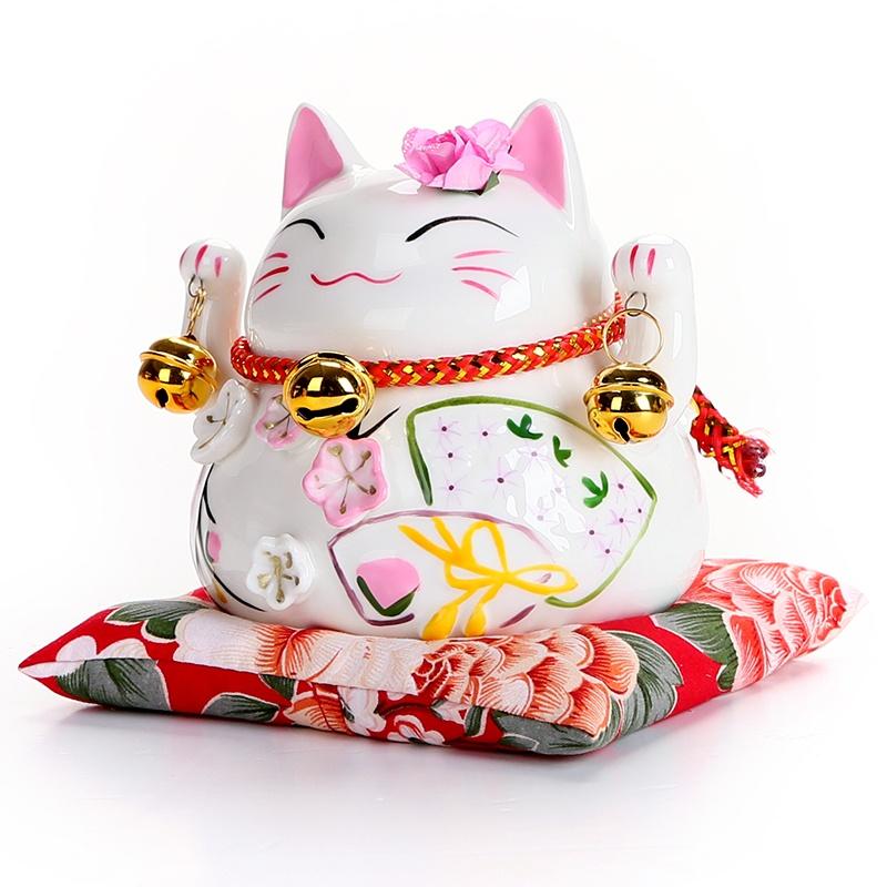 4,5-дюймовый керамический фарфоровый орнамент Maneki Neko Lucky Cat, копилка Fortune Cat, фэн-шуй, копилка