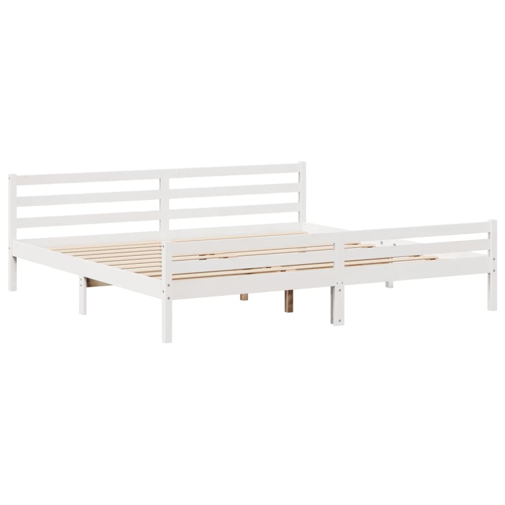 Bed Frame with Headboard Without Mattress White 200x200 cm