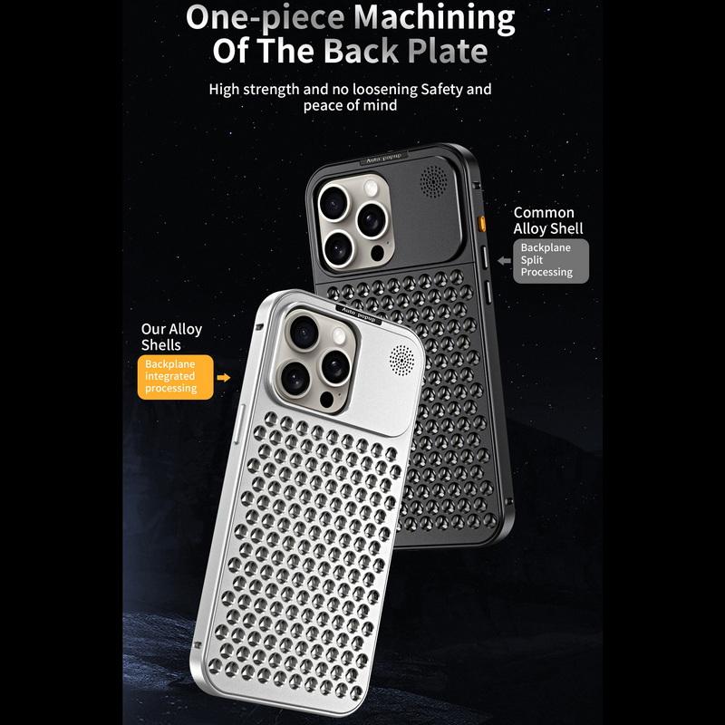 Чехлы из алюминиевого сплава для iPhone 16 15 Pro Max 14 Pro 13 12 Samsung S23 S22 Ultra Shockproof Elastic Buckle Aroma Heat Disipation Luxury Phone Cover