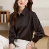 Women Blouses Shirts 2025 Spring Long Sleeve Women Blouse Shirt Turn Down Collar Black Chiffon  Blouse Shirt Women Tops J835