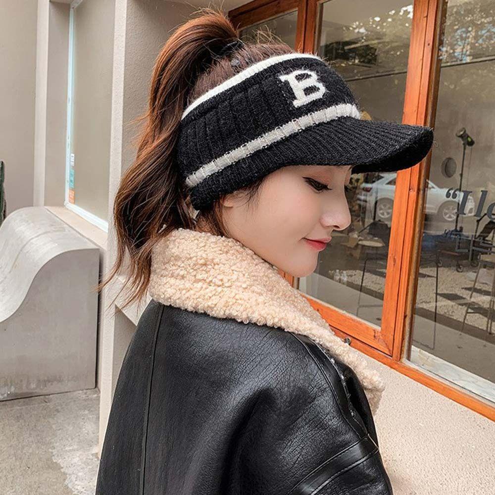 Женская бейсболка с открытым верхом, шапка-бини с ветрозащитными наушниками, бейсболка для девочек, осень-зима