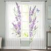 Акварельные цветы лаванды, прозрачные шторы для гостиной, спальни, кухни, тюлевые занавески, декоративные прозрачные панели для дома