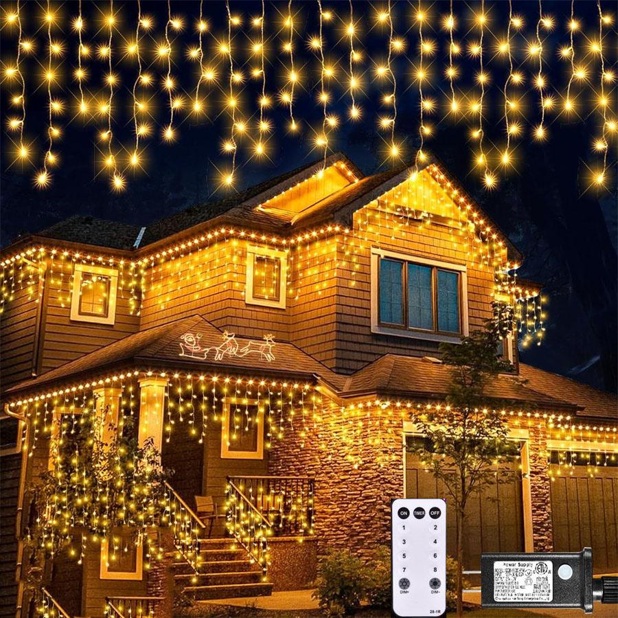 300 светодиодных фиолетовых сосулек для Хэллоуина, наружная 9-метровая фиолетовая сосулек, наружная рождественская сосулек, 30 В постоянного тока для праздничного декора