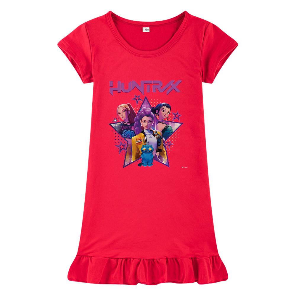 M1220 Детское платье для девочек Kpop Rumi Zoey Mira с принтом, короткими рукавами и оборками