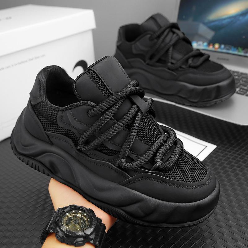Fashion Fashion Men's Mesh Leather Shoes Trend Breathable Anti-slip Men Sneakers Youth Outdoor Platform Board Shoes Zapatillas De Hombre