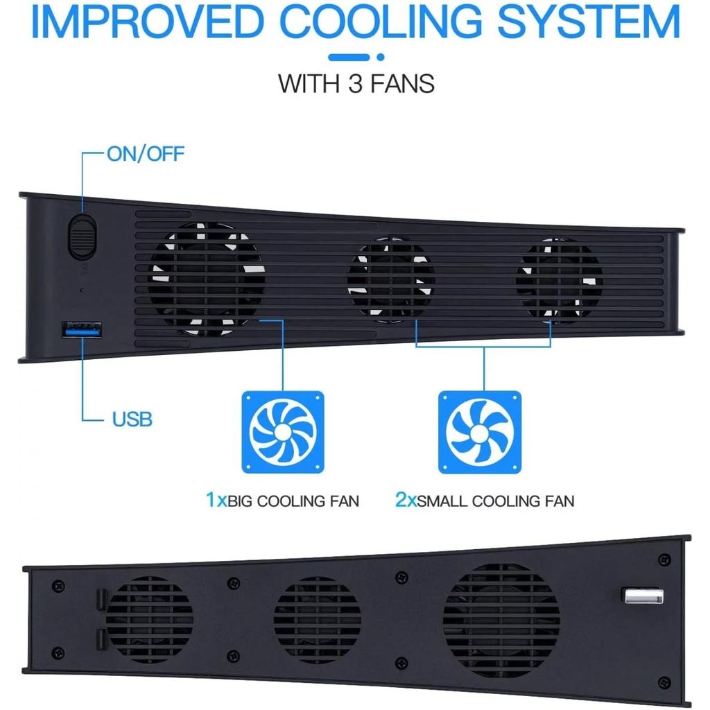 Cooling Fan, External USB Cooler 3 Fans Game Console Mini Cooling System with Extra USB Port for Sony Playstation5 Digital Edition&Ultra HD Console
