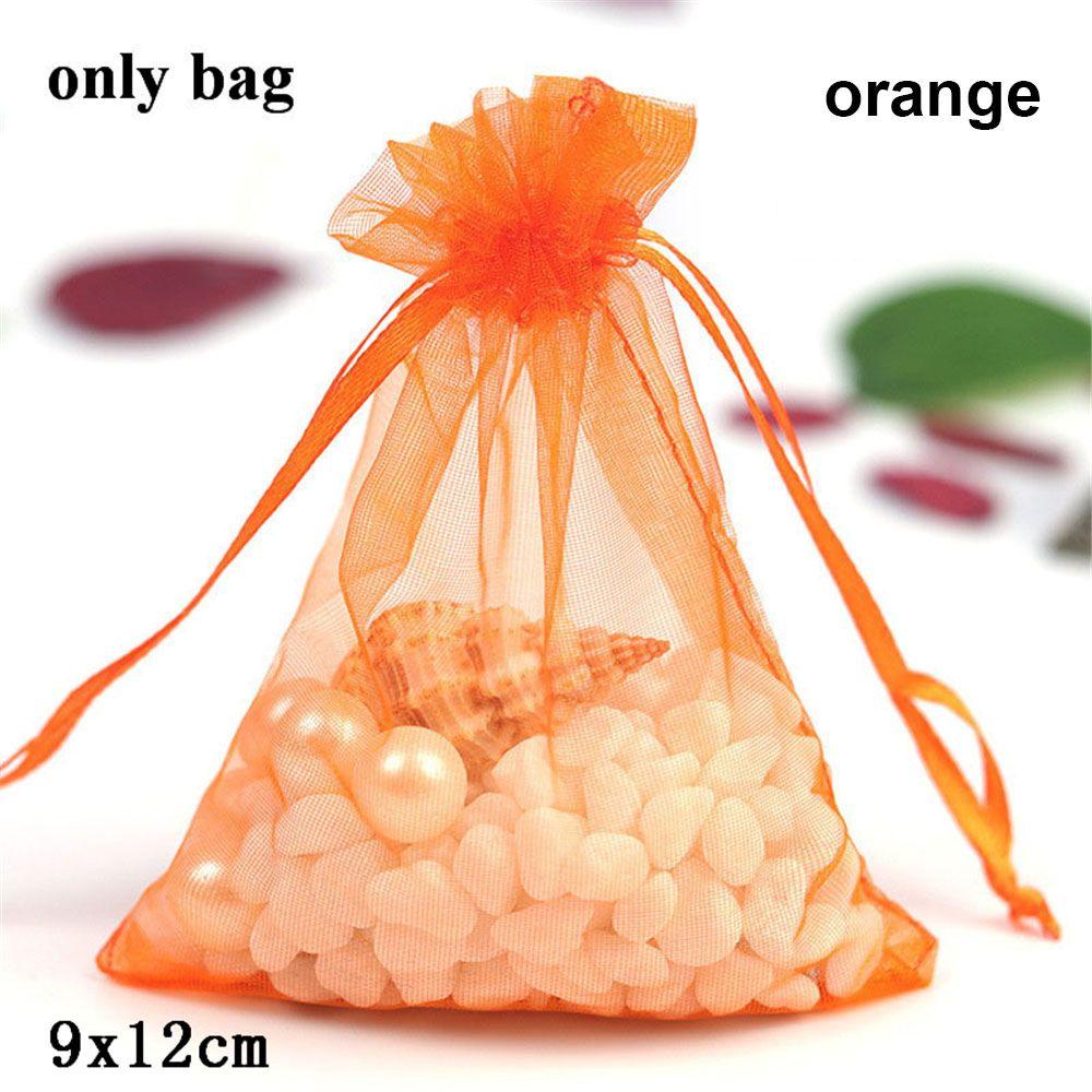 50pcs 9x12cm Colorful Party Candy Box Sheer Organza Jewelry Pouches Gift Bags Packaging