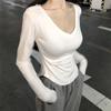 Pure Desire V-neck Slim Long Sleeve T-shirt for Women In Women's Autumn New Slim and Hot Girls' Chic Student Top Women's Clothing
