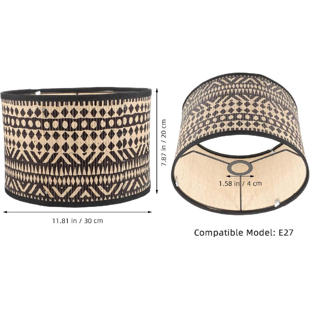 Angoily Бамбуковый абажур Винтажный абажур-барабан Декоративный чехол для лампы для люстр Торшер Подвесной светильник Настольная лампа