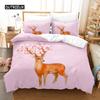 Комплект постельного белья с изображением оленя Комплект постельного белья с изображением оленя для детей, тема оленя для детей-подростков, двуспальное одеяло размера «king-size» из полиэстера