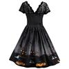 Женское платье с коротким рукавом на Хэллоуин в стиле ретро, ​​кружевное винтажное платье, платье-качели