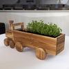 Train Flower Pot Wooden Planter Ornament Gift Unique Decorative Plant Container for