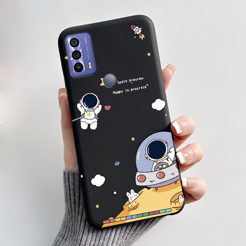 Cute Case For TCL 20B (6159K) Fundas Capa Printing Shell Protective Cover Soft Silicone Coque Cartoon Black Casing