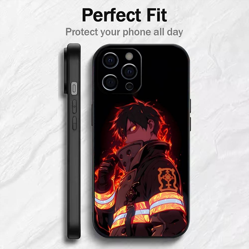 FF Аниме S-SHINRA Пост-печать Чехол для телефона Для iPhone17,16,15,14,13,12 Plus,Max Мягкий силикон Черный чехол