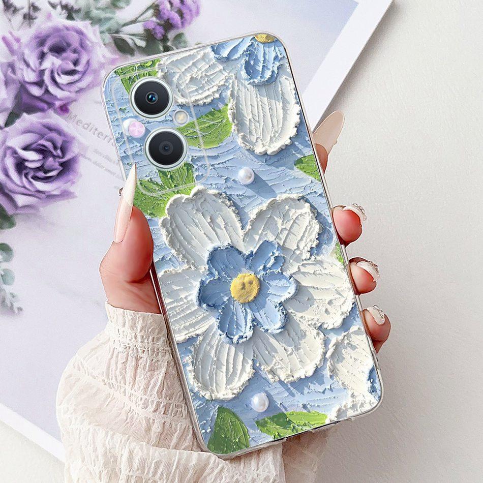 For OPPO Reno7 Z 5G / Reno8 Z 5G Elegant Floral Butterfly Phone Case For Oppo Reno 7Z 8Z 5G Soft Silicone TPU Cases