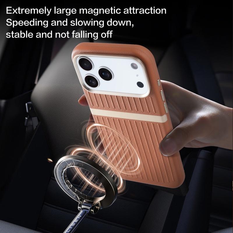 Кейс в стиле чемодана для iPhone 17 16 15 14 13 Pro Max Air Сильный Магнит Текстурированная тисненая кожа Чехол-обложка для iPhone17