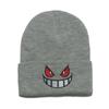 Beanie Anime Cartoon Big Mouth Red Eyes Embroidery Knitted Hat Pullover Thermal Hat Autumn and Winter Wool Hat Female