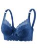 Plus Size Lace Bra Women Sexy Back Closure Double Row Hook Mom Style Fixed Strap Push Up Comfortable Supportive Lingerie Underwear