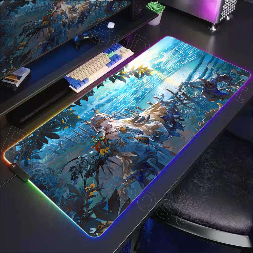 RGB LED Arknights Игровой Коврик для Мыши Большой Индивидуальный для Дома Новый Коврик для Мыши XXL Настольные Коврики Мягкая Натуральная Резина Коврик для Компьютерного Стола