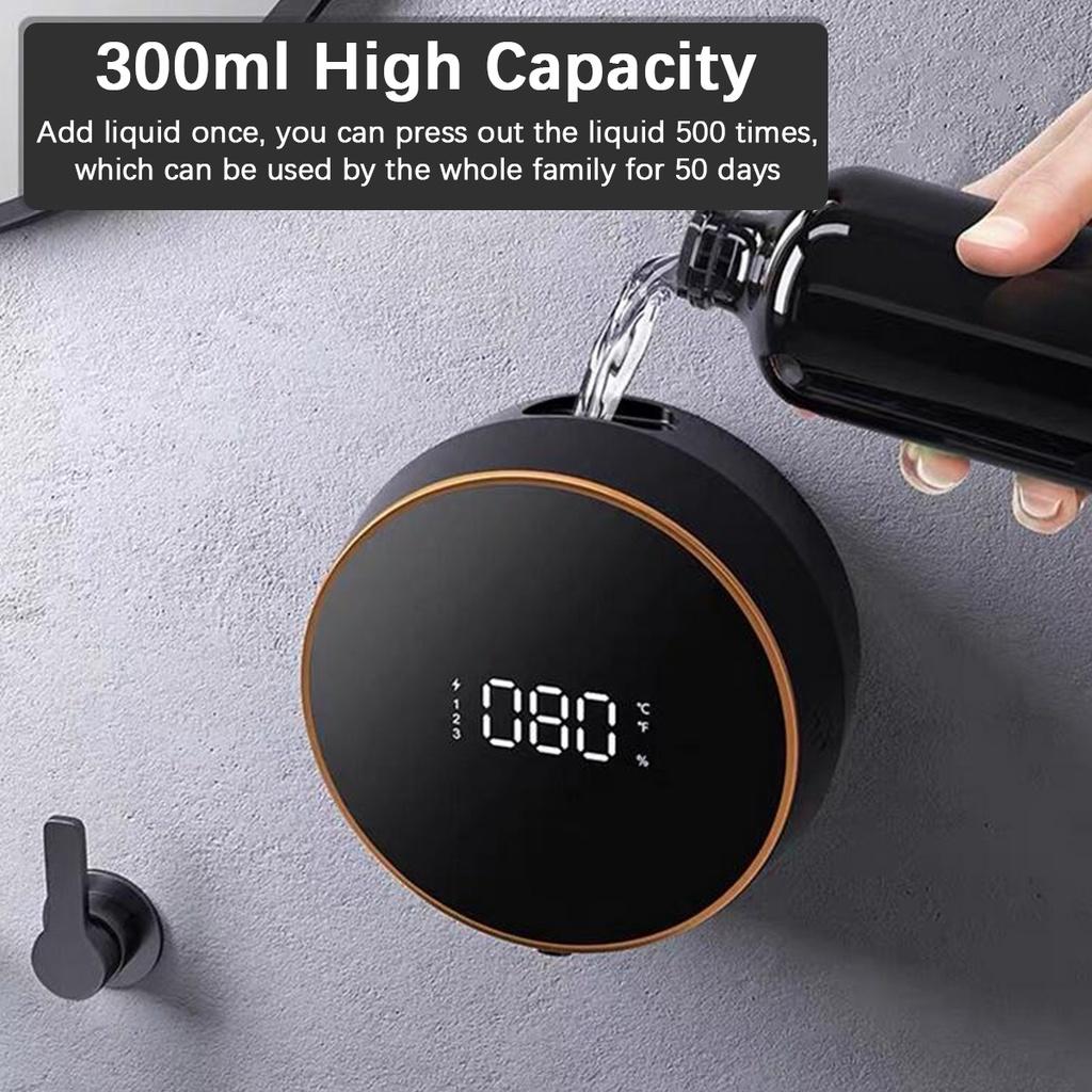 Настенный бесконтактный автоматический дозатор пены для мыла, дезинфицирующее средство для рук, жидкий быстрый пенообразующий насос с цифровым дисплеем температуры