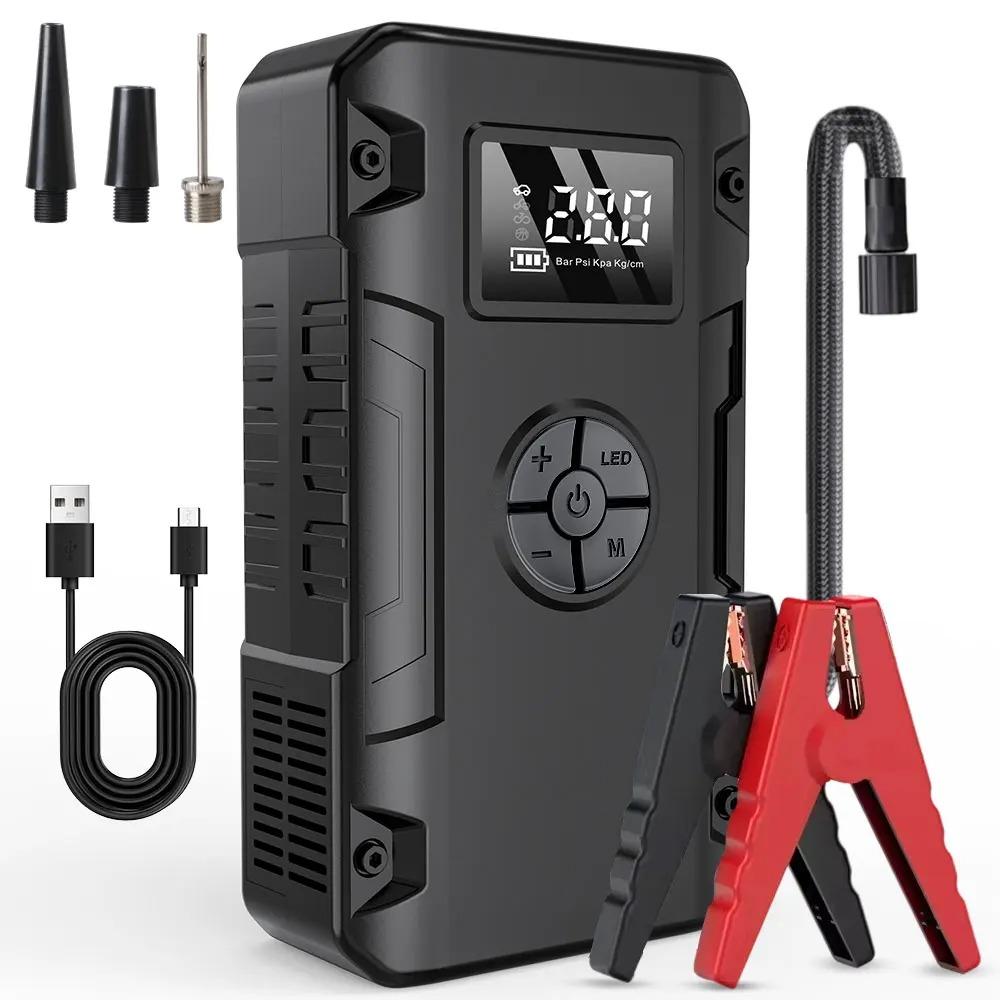 Автомобильный воздушный насос с фонариком, портативный Power Bank, аварийный пусковой booster и многофункциональный компрессор для шин