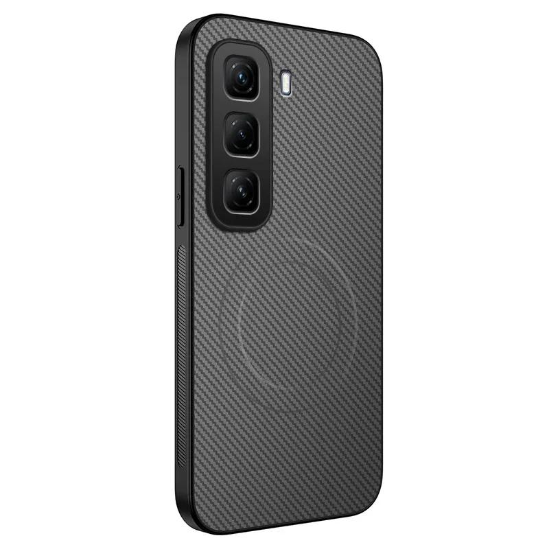 Чехол для телефона с текстурой углеродного волокна для Infinix HOT 50i 50 Pro Plus 4G 5G, магнитная беспроводная зарядка, силиконовые мягкие чехлы-накладки