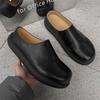 Fashion Spring New Style Fashion Flat Mules High Quality Unisex House Slippers Indoor Leather Slippers Luxury Brand Men Slip On Shoes