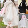 Autumn Winter Women Hoodie Bunny Ears Hooded Zipper Plush Coat Lolita Elastic Cuff Sweatshirt Jacket for Shopping