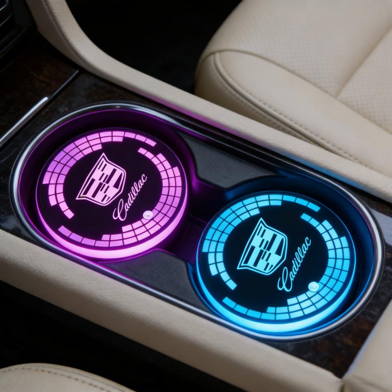 LED Car Cup Holder Mat USB Charging Coaster for Cadillac ATS CTS DTS STS SLS XLR BLS Escalade CT6 Interior Light Pad