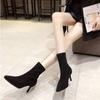 Women's Ankle Boots Elegant With Medium Heels Short Shoes For Woman Elastic Footwear Suede Sock Booties Stylish Y2k Pu Hot
