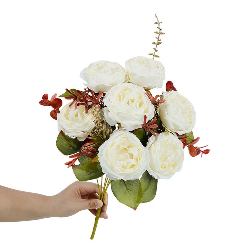7 Heads Simulation Flower Rose Silk Petals Faux Flower Rose Artificial Flowers Home Decoration