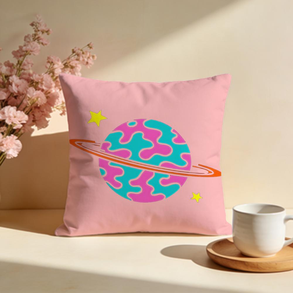 Whimsical Cartoon Planet Cushion Cover Soft Pillow Cases for Home Bedroom Living Room Sofa