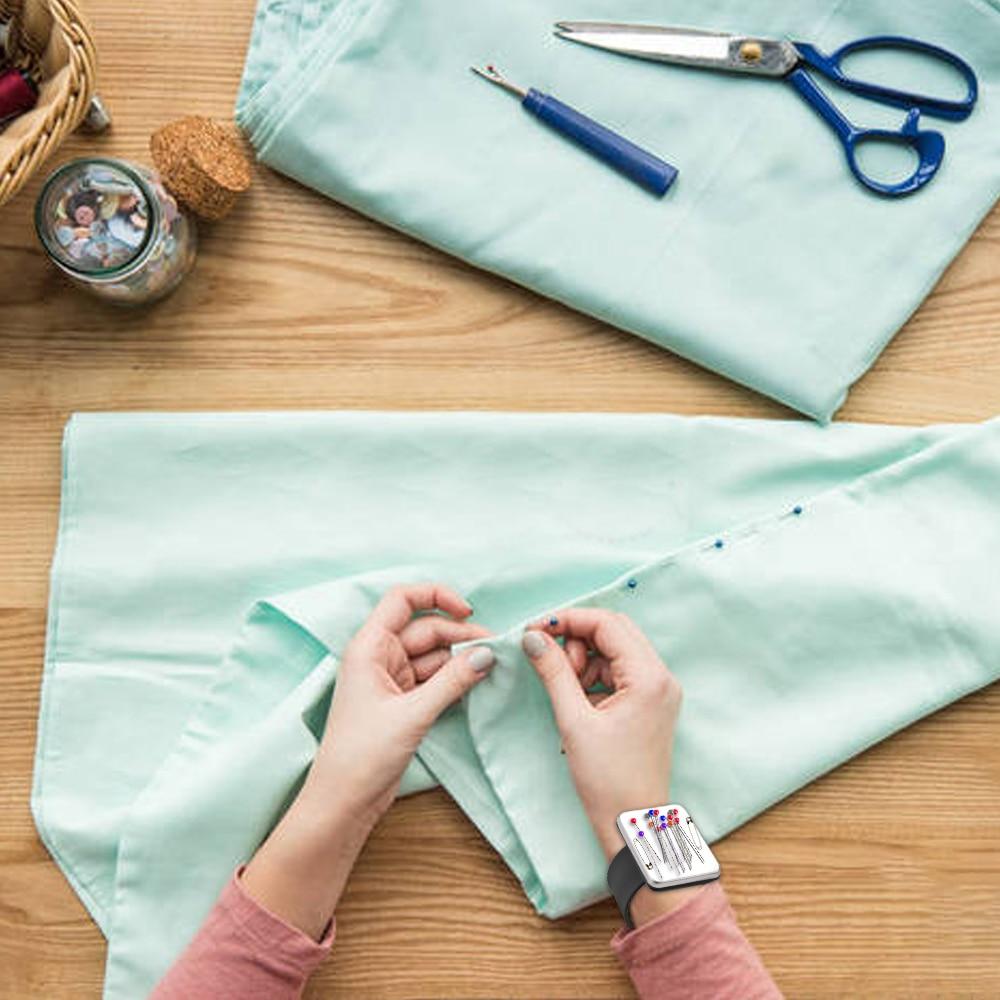 Магнитная подушка для швейных булавок, силиконовая подушечка для иголок на запястье, безопасный браслет, подушка для булавок, подушка для хранения швейных булавок, держатель для булавок на браслете