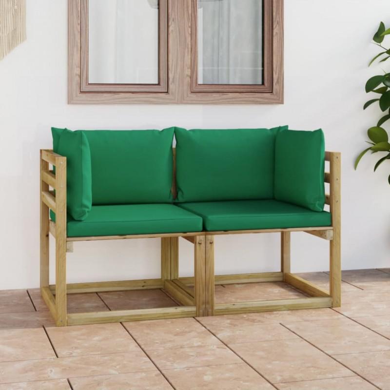 Day and Night - Day and Night Corner Garden Sofa Cushions 2 Pcs Green Impregnated Wood