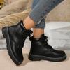 Женские модные повседневные ботинки для отдыха на открытом воздухе 2024 года, зимние новые теплые ботинки на низком каблуке с круглым носком, большие размеры, женская модная трендовая обувь на платформе