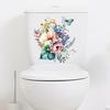 Toilet Sticker Floral Pattern Toilet Lid Sticker Self-Adhesive Bathroom Decal for Home