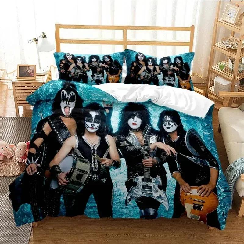 Kiss Rock Band Comfortable Duvet Quilt Cover Pillowcase Bedding Set Children Bedroom Decoration Home Textile