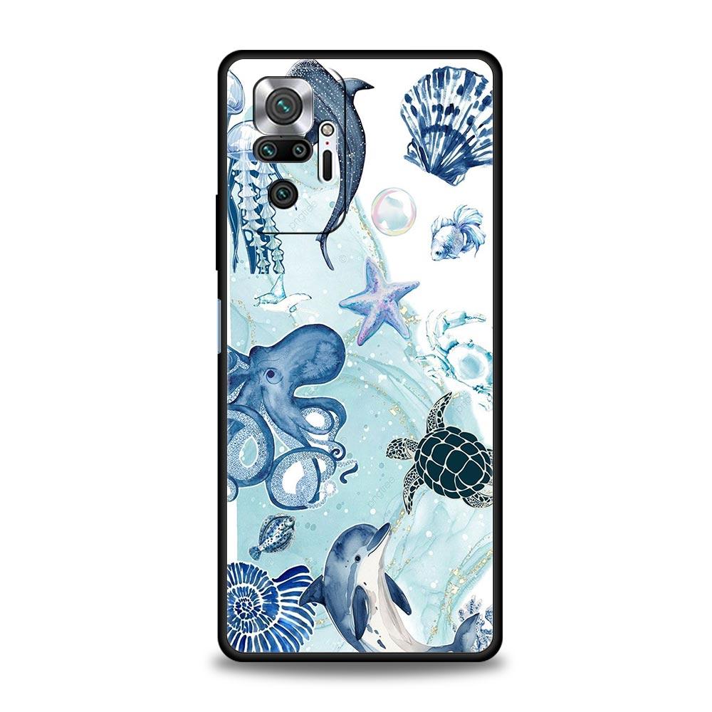 Чехол для телефона для Xiaomi Redmi Note 14 13 12 Pro Plus 5G 9S 9 10 11 4G 14C 13C 12C 10C 9C 9A, мягкий чехол, тема «Морская жизнь»
