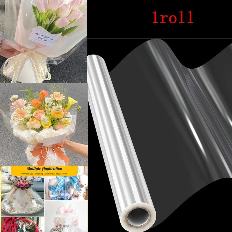 50CM*20M Transparent Flower Wrapping Paper Roll for Handmade Bouquet Gift Packaging Eco-Friendly Packaging Film for Flower Shops
