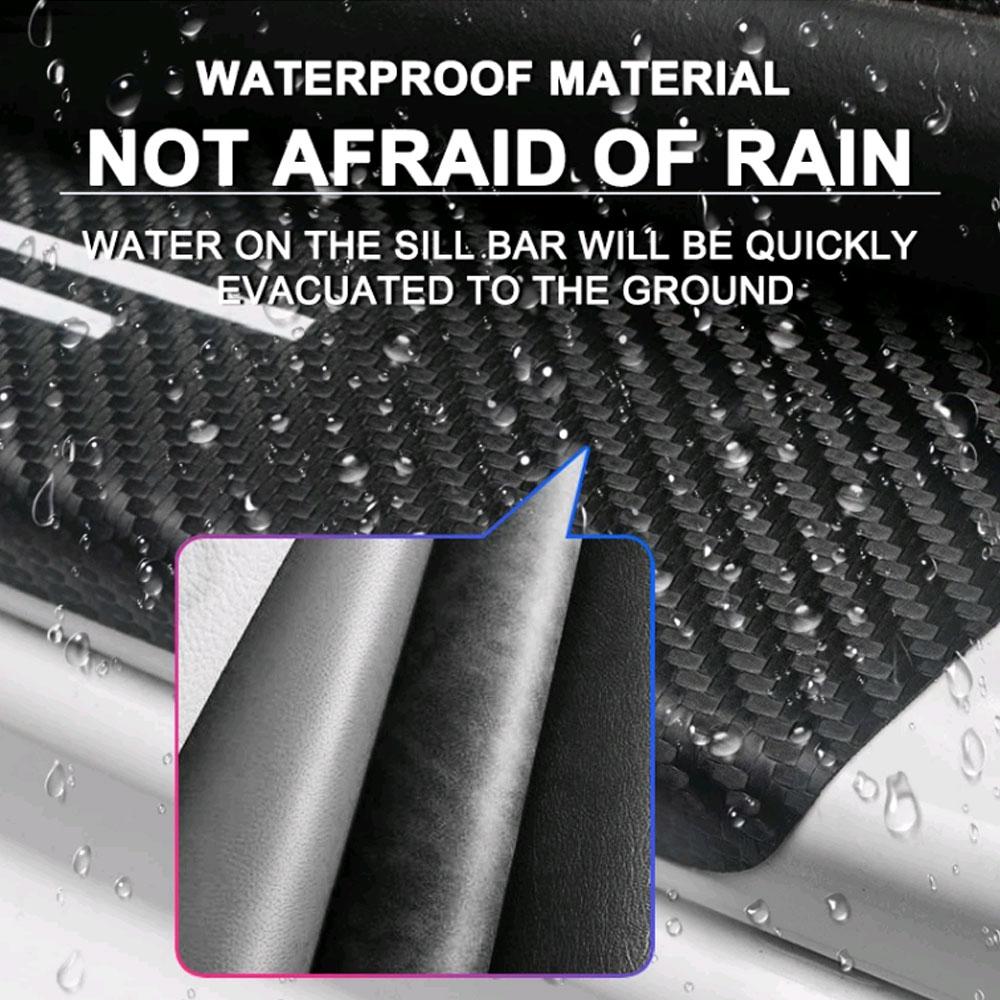 4Pcs Fashion New Styling Universal Imitation Carbon Fiber Leather Car Door Sill Protection Strip Decorative Car Interior Sticker