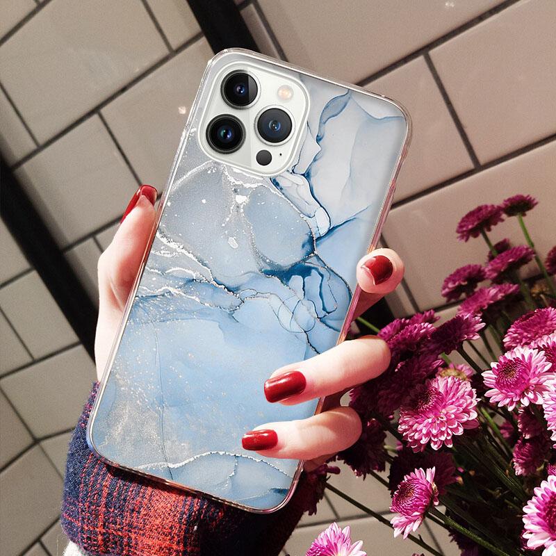 Чехлы для iPhone 14 12 11 13 Pro Max Чехол Силиконовый Funda на iPhone 13Mini X XS Max XR 8 7 14 Plus Цветная Мраморная Живопись