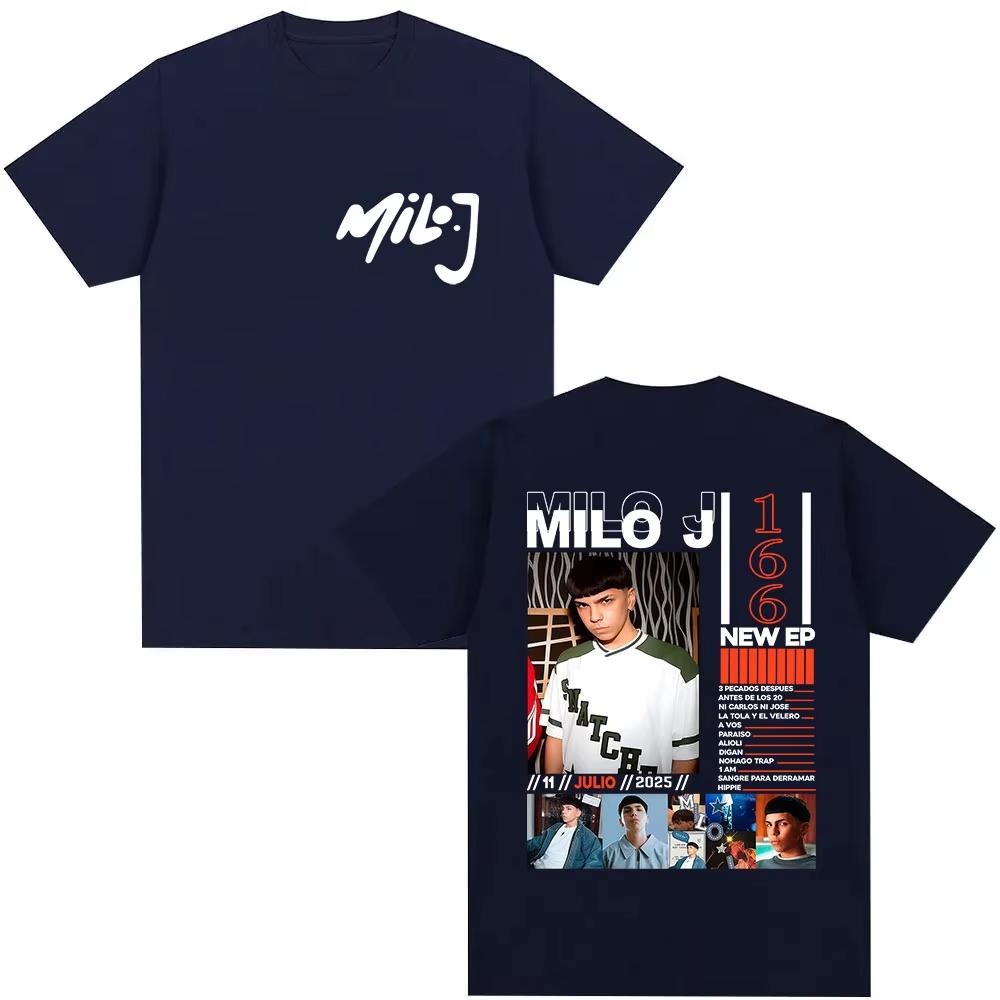 Rapper Milo J 166 Tour 2026 Album T Shi6rts Men Retro High Quality Short Sleeve Tshirts Oversized Tee Cotton TShirt Streetwear
