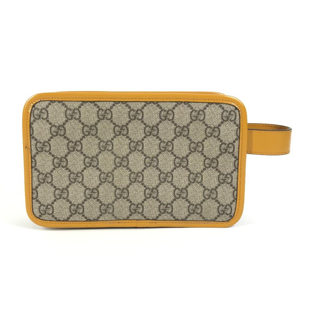 GUCCI 625764 GG Supreme GG logo Clutch bag pouch with handle Beige/Yellow Unused